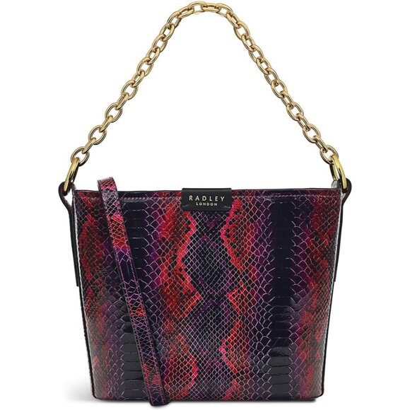 Handbags - London Petticoat Hill Faux Python Leather Small Women’s Shoulder Bag in Cassis